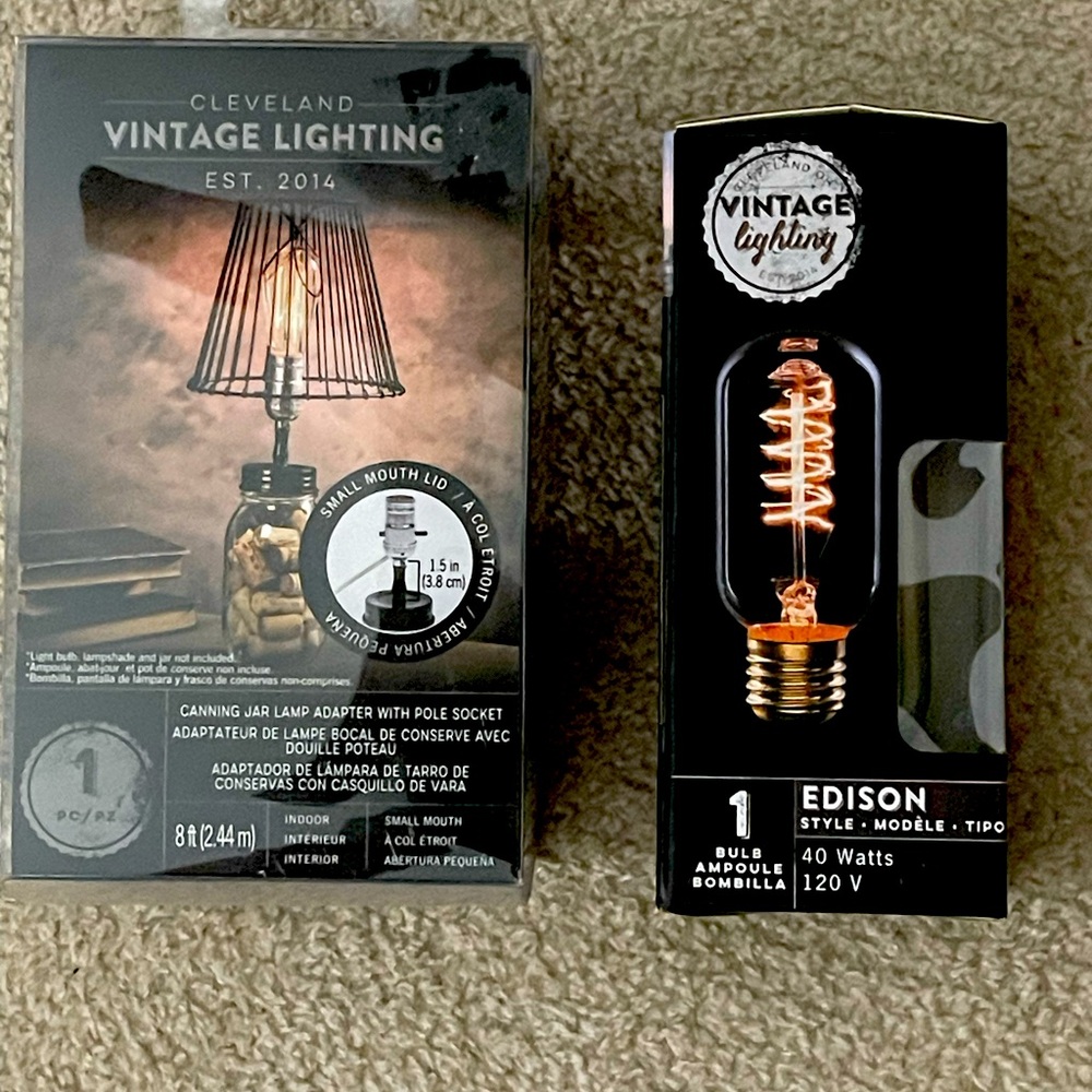 Mason Jar Lamp Kit with Edison light bulb